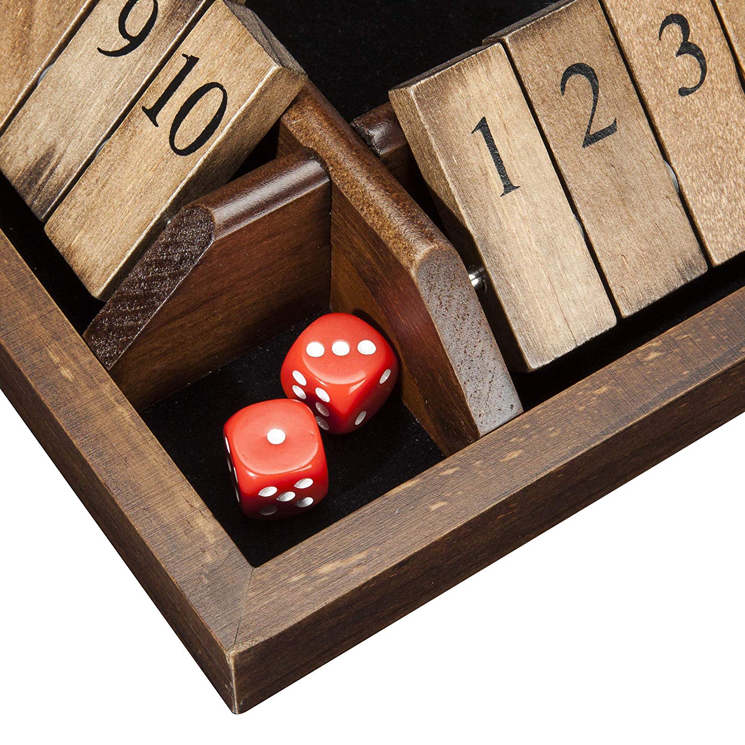 4-Player Shut The Box Wooden Board Game with Dice，wooden shut the box 