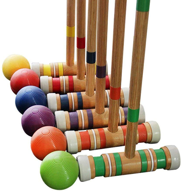 Six-Player Croquet Set with Wooden Mallets, Colored Balls, Sturdy Carrying Bag for Adults &Kids, Perfect for Lawn,Backyard,Park And More.