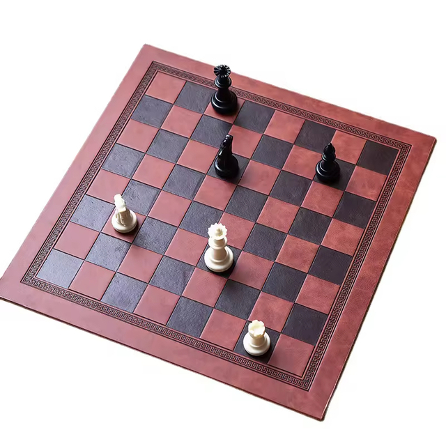 Chess Board Mat PU Double-Sided Leather Heat Insulation Chessboard, Foldable Storage 33.7x33.7cm/13.2x13.2 Inch Chess Gifts