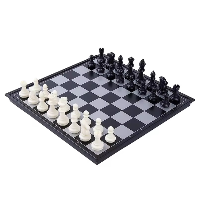  9.7"/12.6"/14" Magnetic Chess set with Folding Board Travel for Children and Adults Plastic Chess Case Glod and Silver Colored.