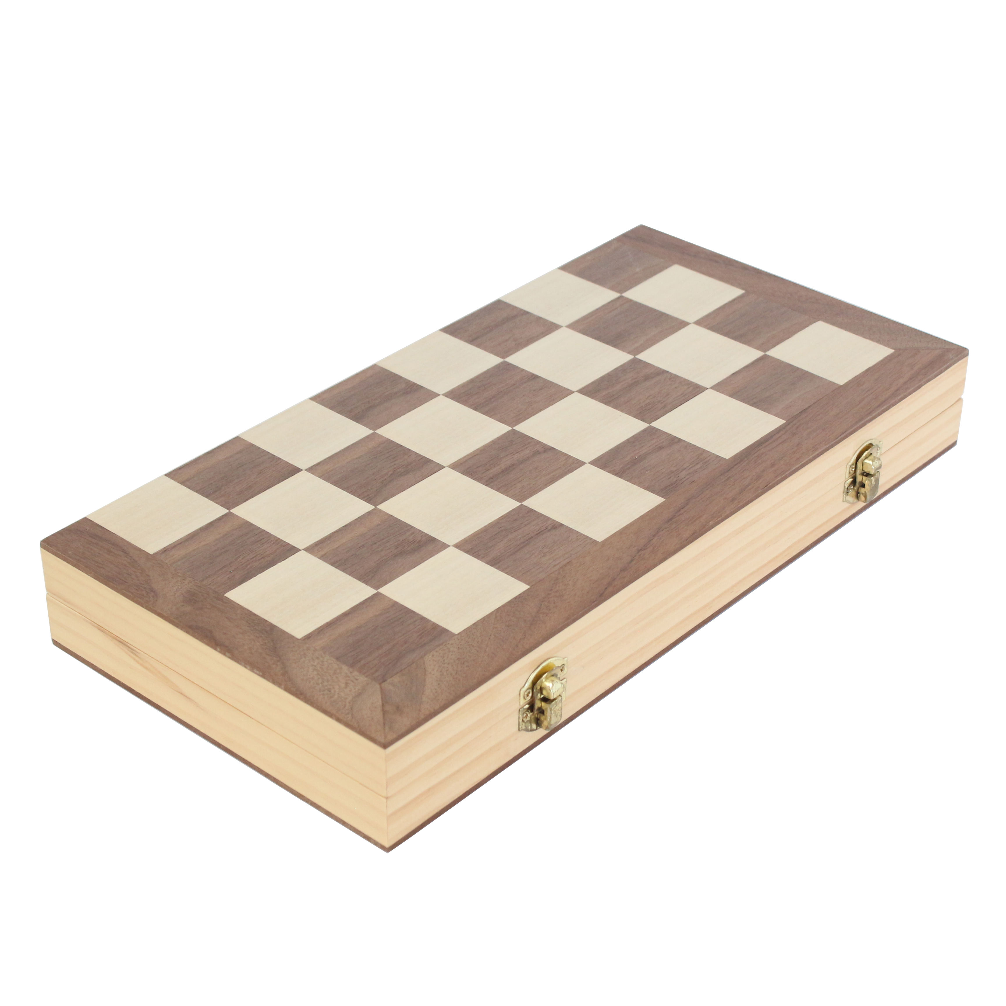 30 Years Factory 15" Wooden Chess Game Set Folding Chess Board Customization Accepted interior storage chess pieces FSC SALE