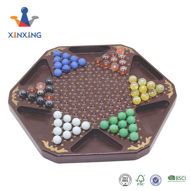 Wooden Chinese Checkers Board Game Set with 60 Colorful Glass Marbles, Classic Strategy Game for Kids, Adults, Whole Family Play