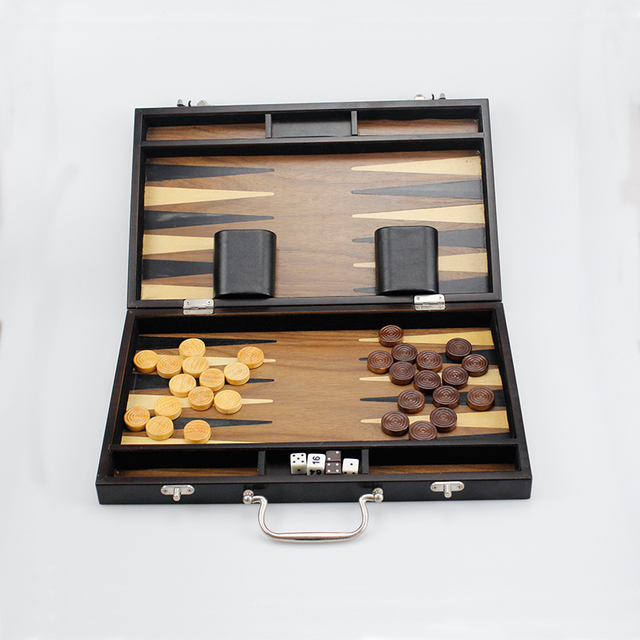 15" Wooden Backgammon Board Game Set for Kids Adults