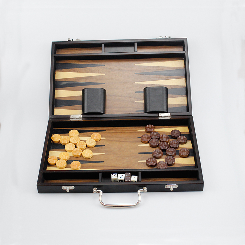 15" Wooden Backgammon Board Game Set for Kids Adults