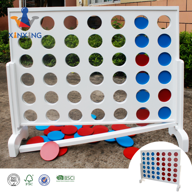 Wooden 4 in A Row Game, Choose Between Classic White Or Dark Stain, 2 Foot Width - Huge 4 Connect Family Fun with Coins, Case And Rules