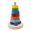 Wood Rainbow Tower Stack Rings Educational Preschool Toddler Shape Color Stack 