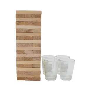  Tumbling Tower Blocks Stacking Party Game 60 Blocks with Fun Tasks and Entertaining Commands with 4 Glass Cups Customization