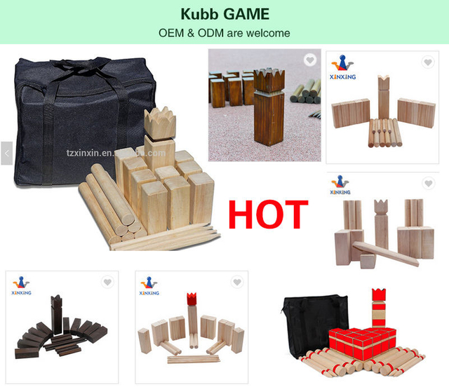  custom color and size Garden classic kubb game games set wooden outdoor kubb game
