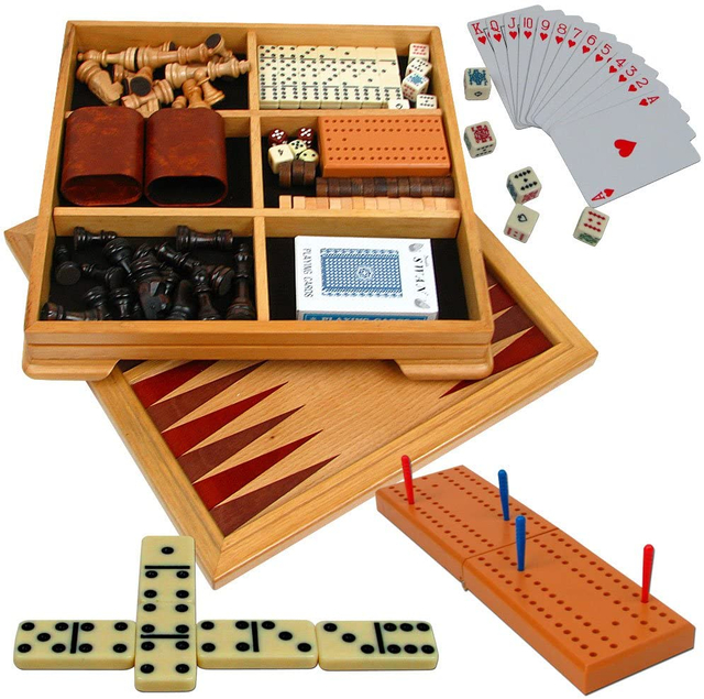  Deluxe 7-in-1 Multifunction Board Games Set - Chess - Backgammon Etc.
