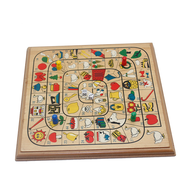 Colorful Chess Set Wood Board Game Flying Chess for Kids To Have Fun