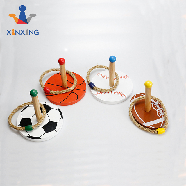  Sports Ball Shape Ring Toss Game Wood Game Yard Family Game for Kids And Adults