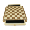 9.85" WOODEN CHESS & CHECKERS Storage Drawer 2 Extra Queen / Classic 2 in 1 Board Games