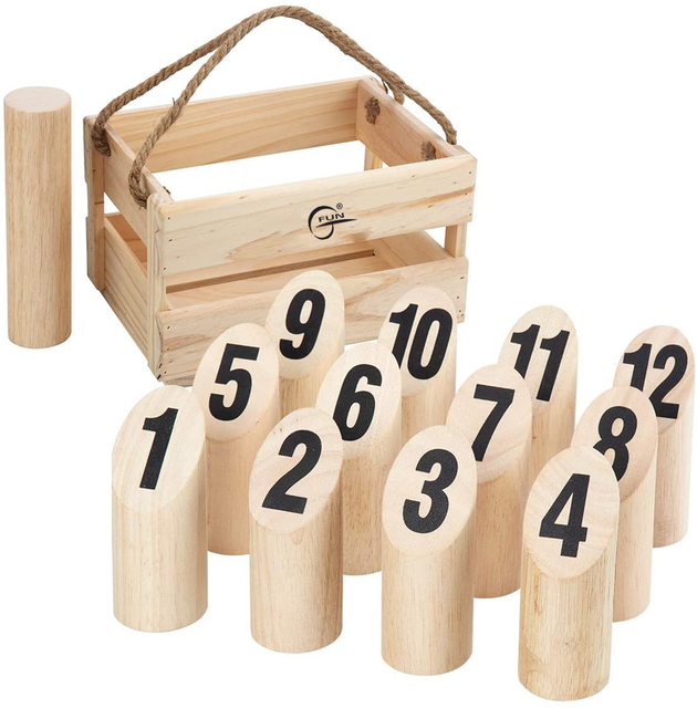 Molkky - Wooden Pin & Skittles Game - Outdoor Fun - For Beach - Park - Picnic - Playground - Classic Family Garden Game from Tactic