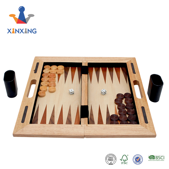 Deluxe magnetic 3-in-1 Wooden Folding Chess, Checker and Backgammon Board Game Set 