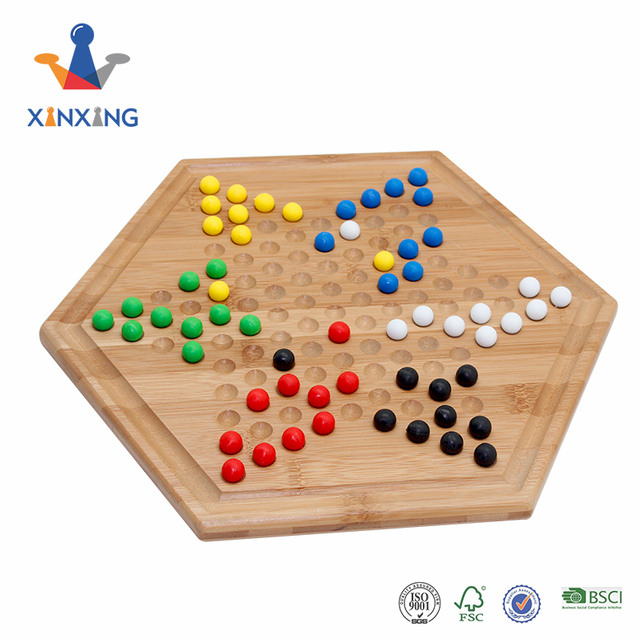 Wooden Chinese Checkers Board Game Set for Kids & Adults 