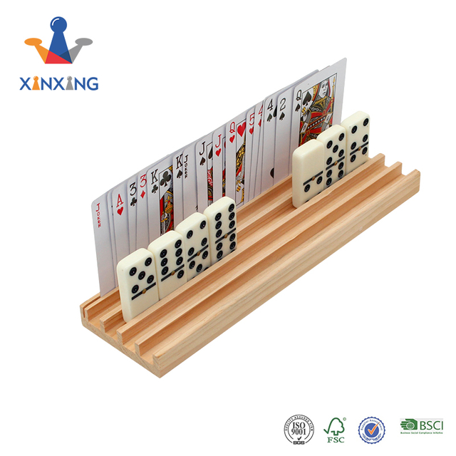 Table Playing Cards and Dominoes Holder Wooden Rack