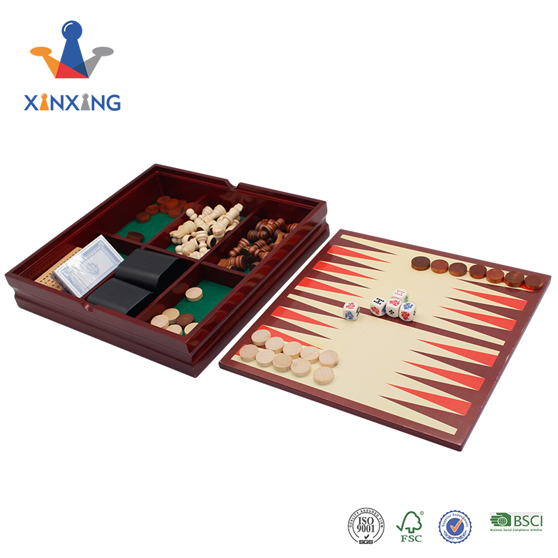 Wooden game set 5 in 1 chess set game box multi-function board game