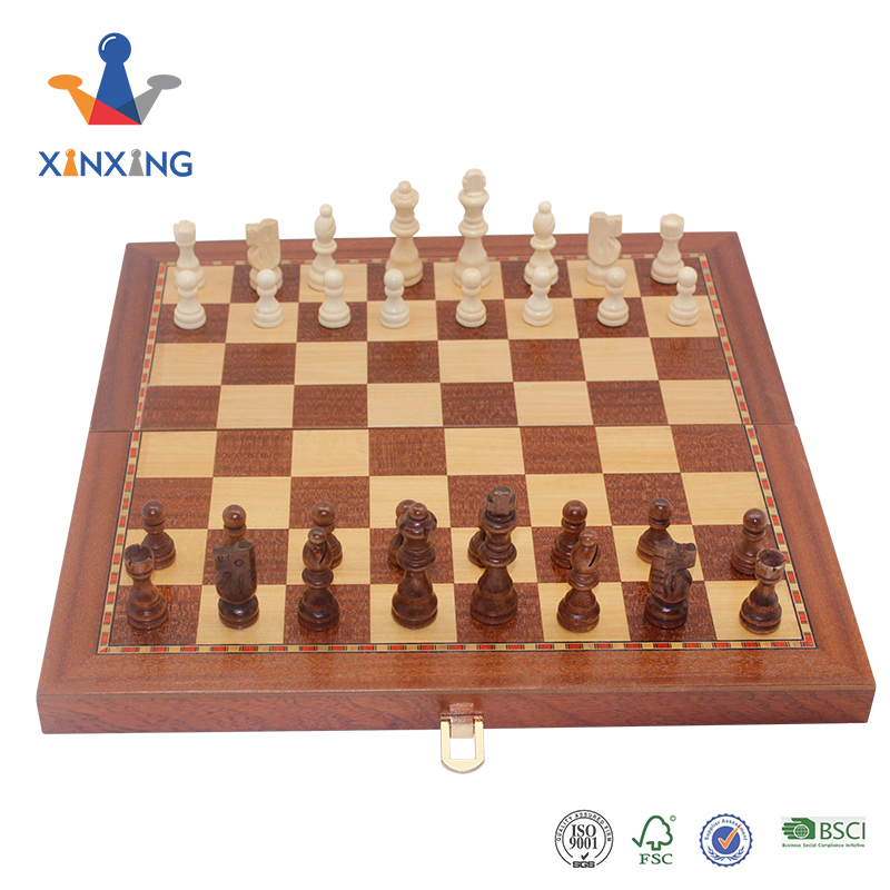 wooden chess board with pieces