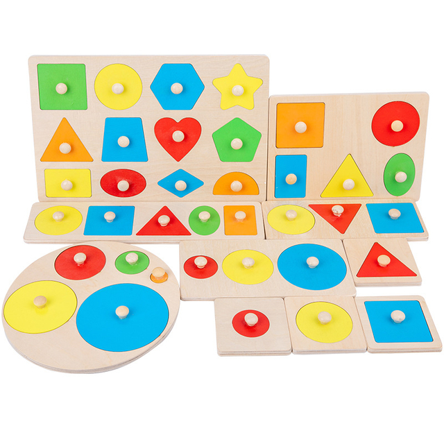 Wooden Shape Puzzle Educational Learning Shapes PegToys for 3+ Years Old Preschool Montessori Toy