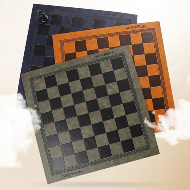 Chess Board Mat PU Double-Sided Leather Heat Insulation Chessboard, Foldable Storage 33.7x33.7cm/13.2x13.2 Inch Chess Gifts.
