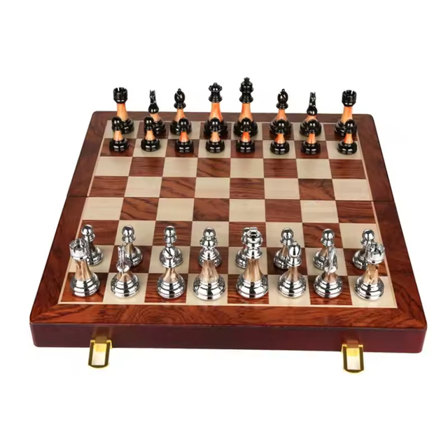  Luxury Magnetic Wooden Chess Sets Pure Copper Pieces Set Foldable Wooden Chess Set Board Handmade Portable.
