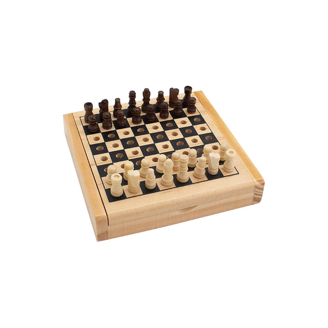 Mini Board Game Chess Set Wooden Chess Set Table Foldable Portable Chess