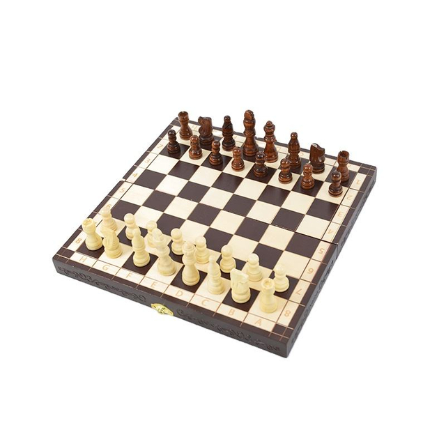 Wholesale customized wooden chess &checker set folded board game with customized logo