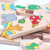 14 Pcs of Educational Wooden Toy Domino Animal Puzzles Kids Game Gift Domino Tiles Set for Toddler