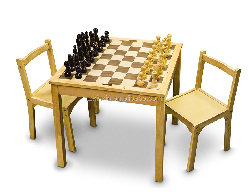 wooden inlaid 3 in 1 chess table ,family game set