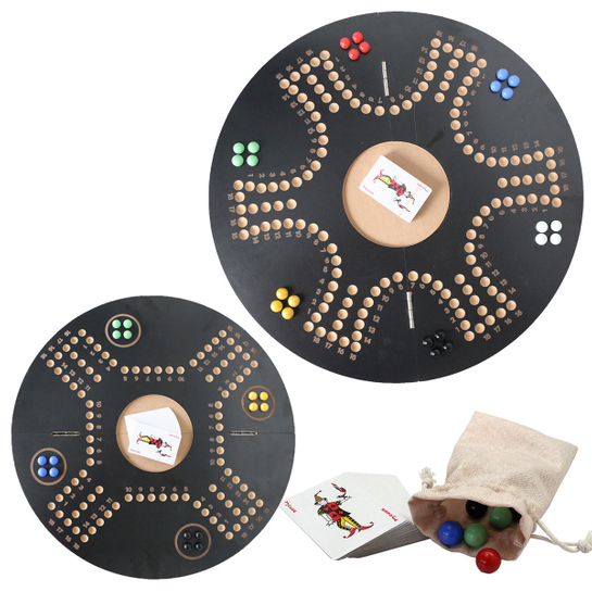  Original Classic Board Marble Game Double Sided Painted 2 to 6 Player Wooden Table Game for Parties Foldable Game Set.