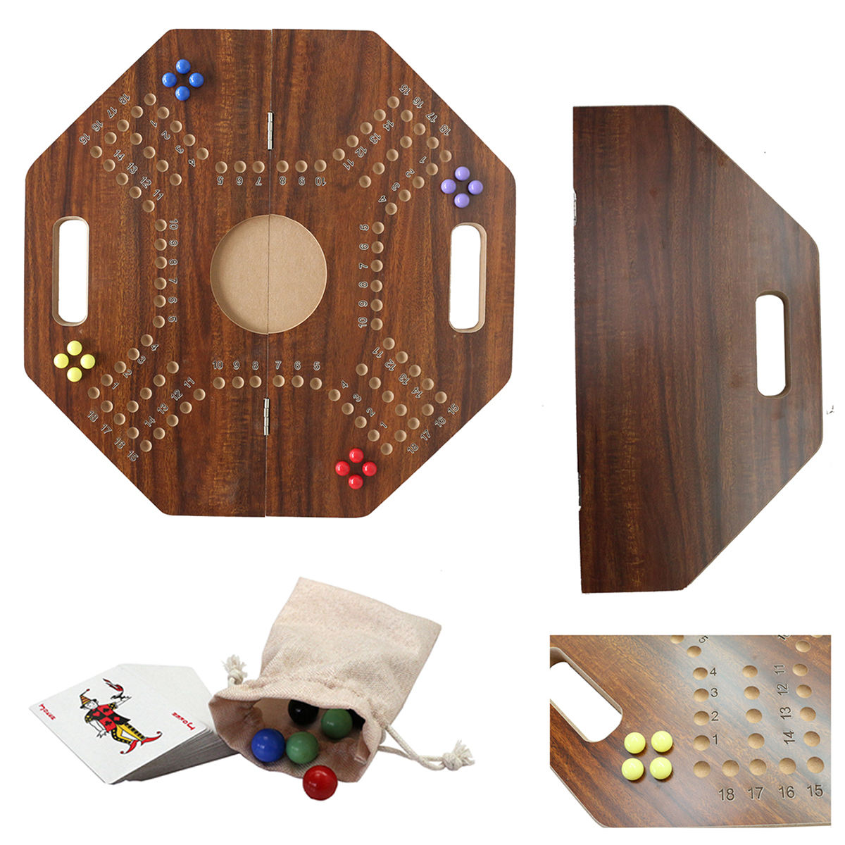 21" Board Game Original Marble 6 Colors 24 Marbles 6 Dice Wooden Table Game Set