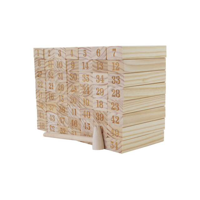  56PCS Giant Outdoor Tumbling Tower Game Set Customized Wooden Blocks Stacking With Numbers On Yard Game for Kids Adults
