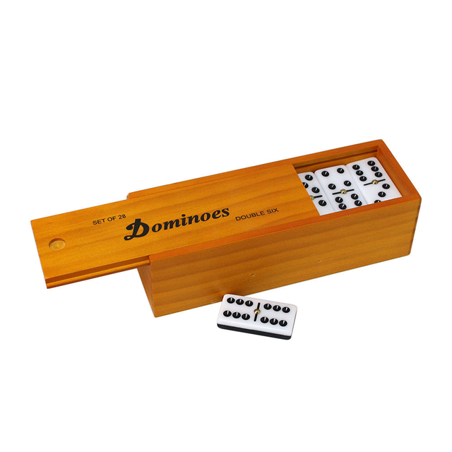 Acrylic and Mixture Deluxe Dominoes Double six Professional Dominos with Wooden Storage Case Classic Black and White Tiles