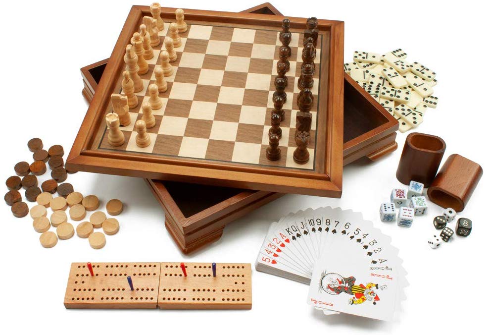 Deluxe 7-in-1 Multifunction Board Games Set - Chess - Backgammon Etc