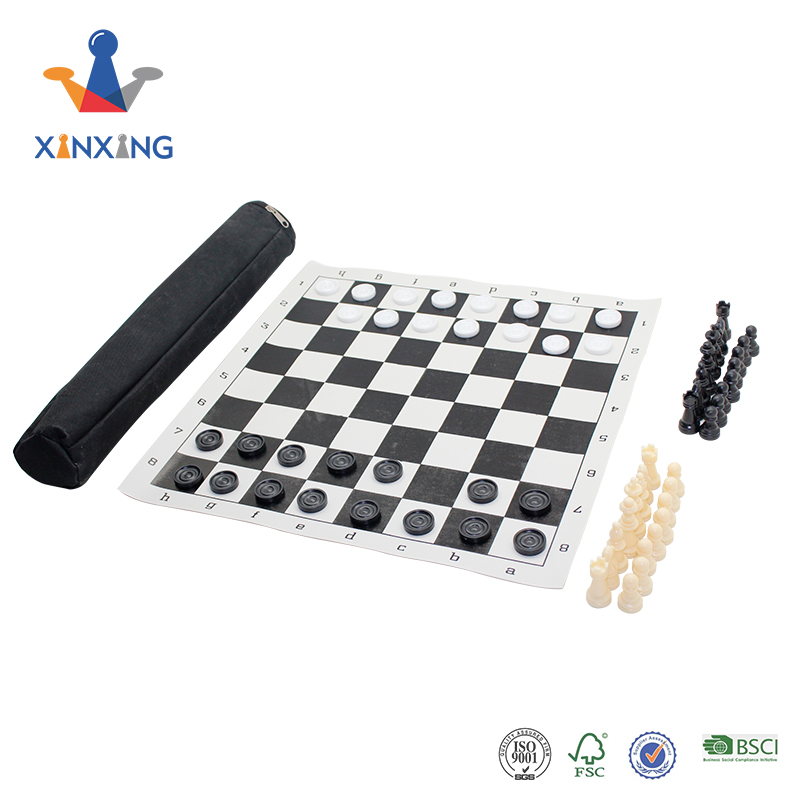 International Chess Tournament Travel Vinyl Chess set with quality plastic pieces