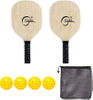 Pickleball Wood 2-Paddle Set - Pickleball Paddle Set Includes 2 Wood Pickleball Paddles, 4 Pickleballs, 1 Mesh Carry Bag, And 1 Quality Box