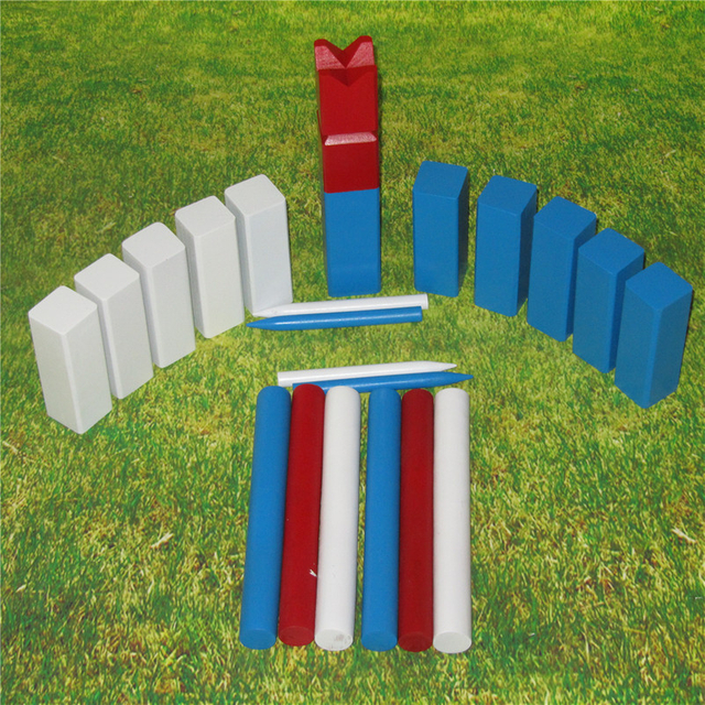Colorful Kubb Game Set Wooden Outdoor Lawn Game Storage Bag Backyard Tossing Grass Game Hardwood Kubb Party Team Game Swedish Viking Chess Beach Strateg