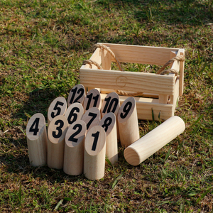 Wood Molkky Bevel Kubb Game with Carring Wood Case Kubb Viking Bowling Outdoor Skittles Games