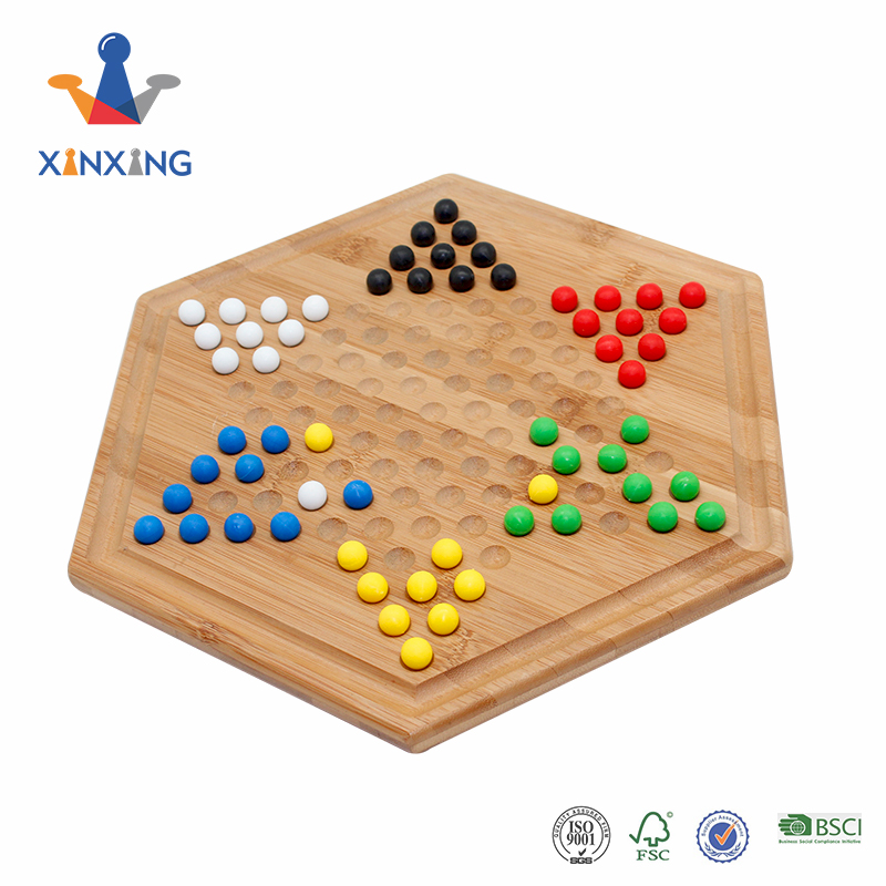 Wooden Chinese Checkers Board Game Set for Kids & Adults 