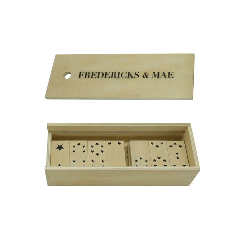 MINI SIZE Travel Set of 28 Dominoes in Wooden Storage Slide Box