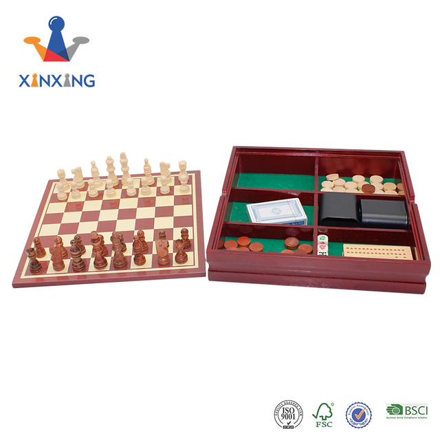 Wooden game set 5 in 1 chess set game box multi-function board game
