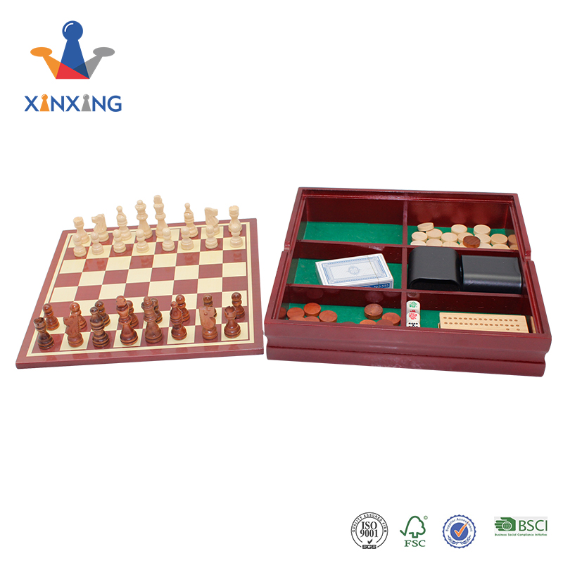 Wooden game set 5 in 1 chess set game box multi-function board game