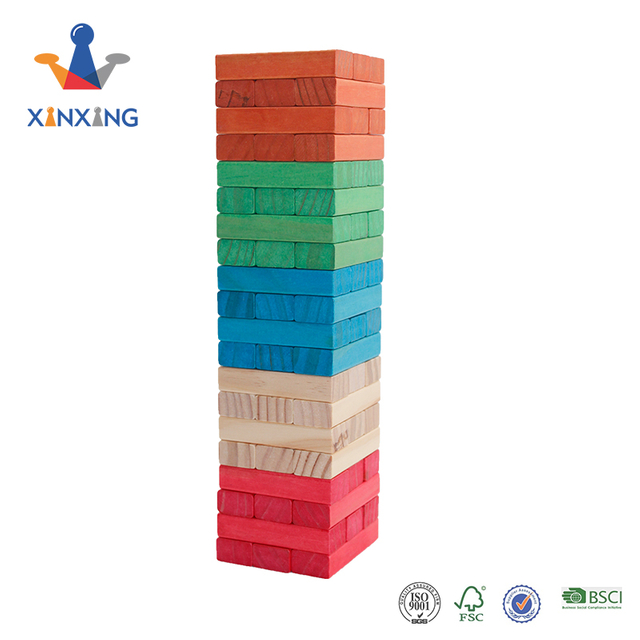 Tabletop Colorful Tumbling Wood Block Tower Wooden Mini Stacking Blocks