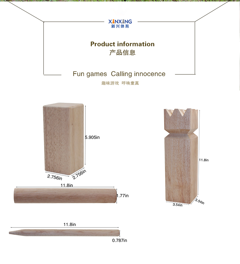 kubb wooden game set 