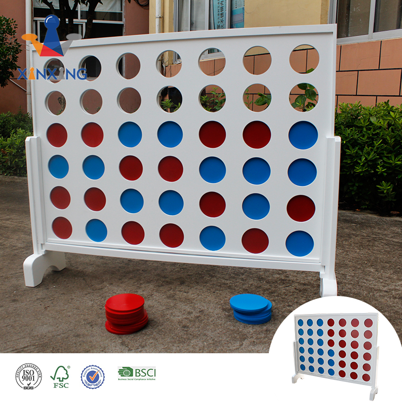 Wooden 4 in A Row Game, Choose Between Classic White Or Dark Stain, 2 Foot Width - Huge 4 Connect Family Fun with Coins, Case And Rules