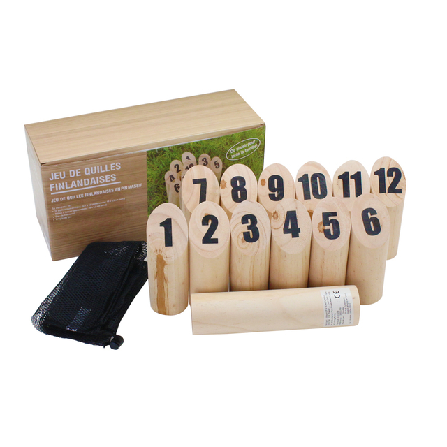 Numbered Block Toss Game Wooden Bowling Throwing Game Set with Scoreboard Carrying Bag Giant Outdoor Backyard Lawn for Family