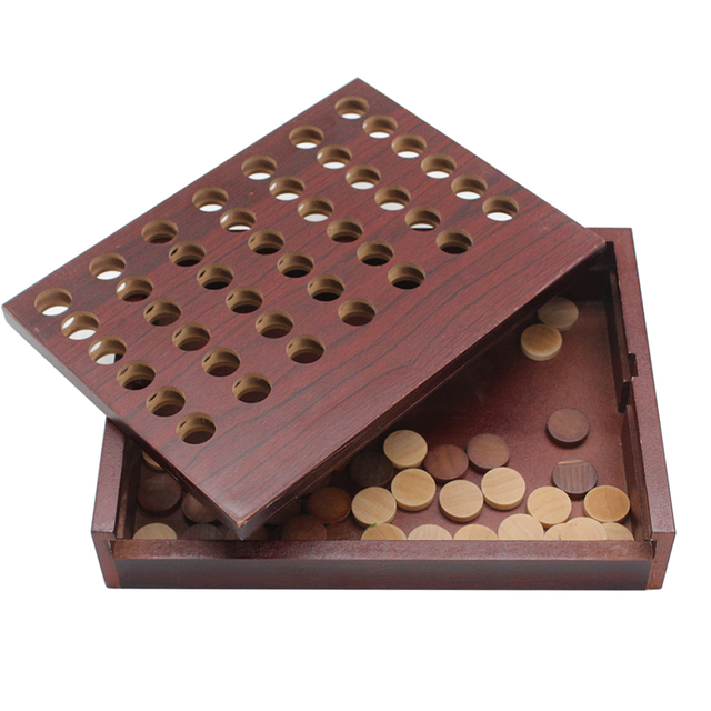 Wooden 4 in a Row Games - Four in a Row Wood Classic Family Fun Toys - Line Up 4 Board Games for Kids 10"*6.5"*1.5"