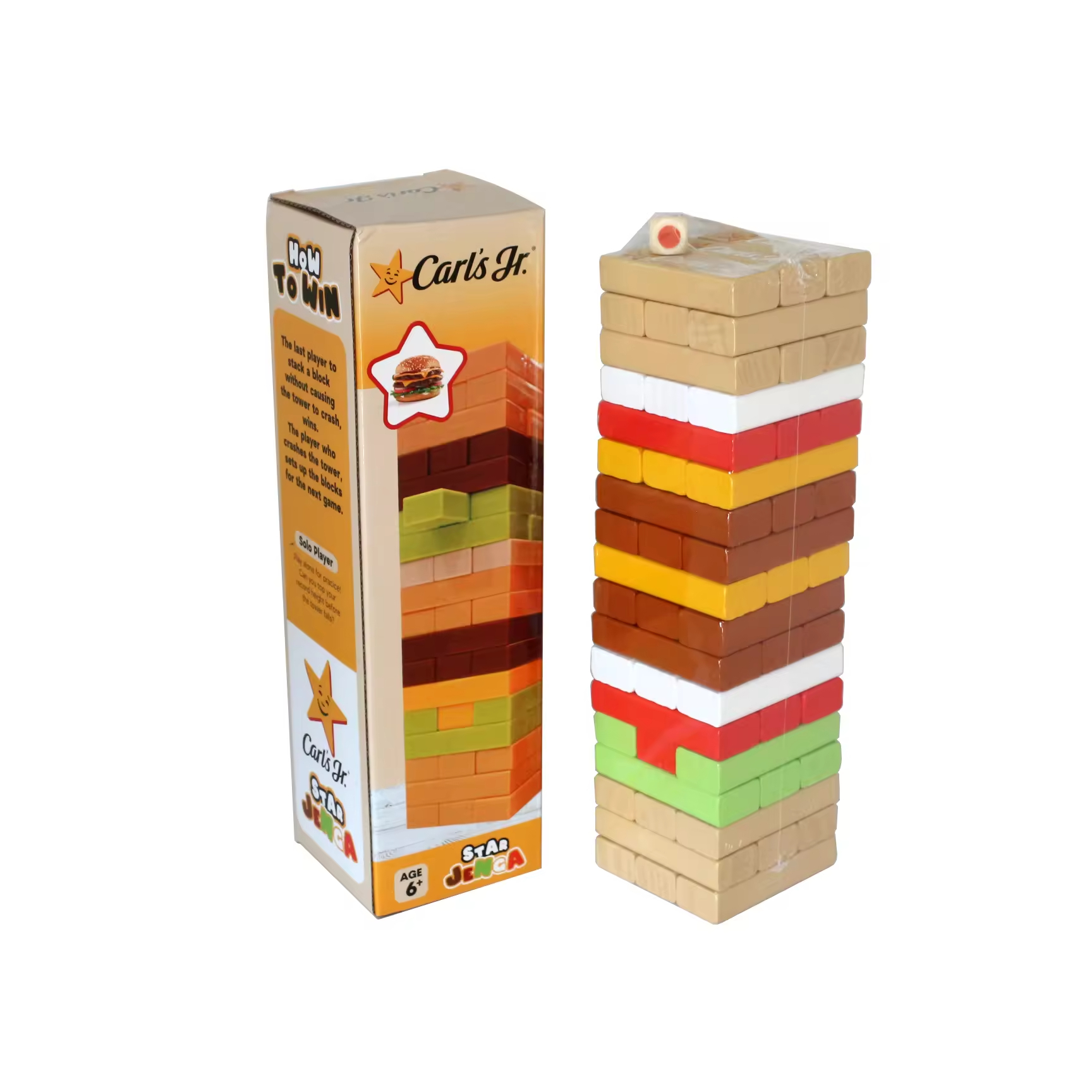54 Pieces Colorful Wooden Tumble Tower Deluxe Stacking Game Colorful Wooden Tumbling Tower with Color Box Packing