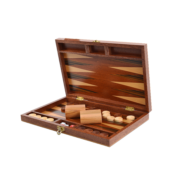 Sapele Wood Backgammon Board Game Set (15 Inches) for Adults And Kids - Classic Board Strategy Game