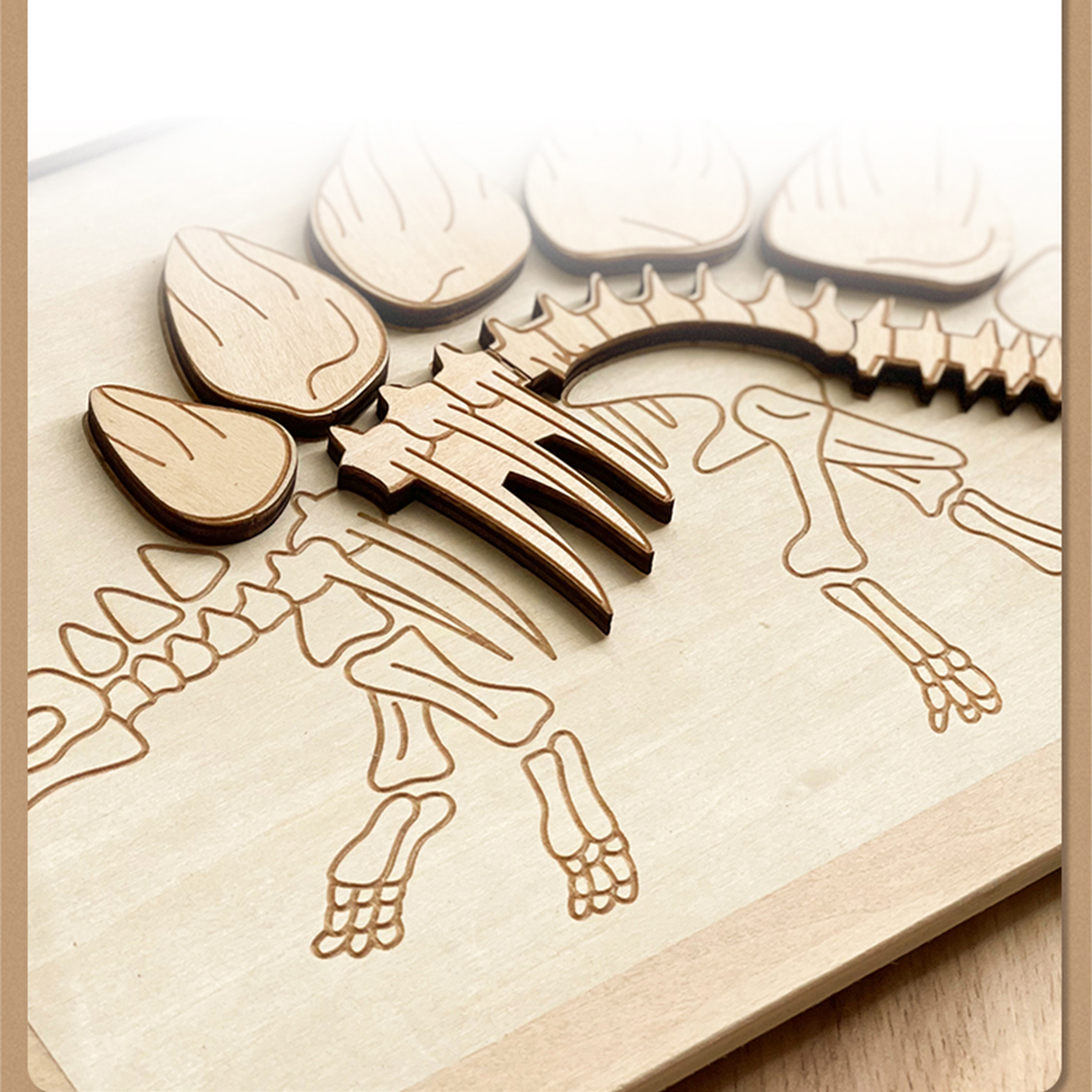 3D wooden puzzle package 6 pieces dinosaur brain teaser puzzle